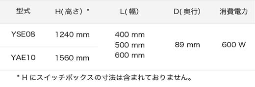 PS HR(E) YUCCA _YSEスペック表